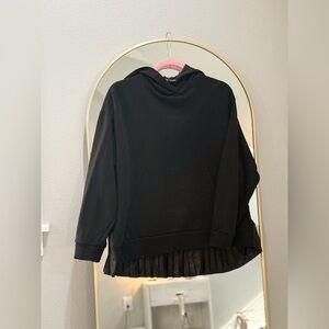 Zara Black Hoodie with Pleated Back